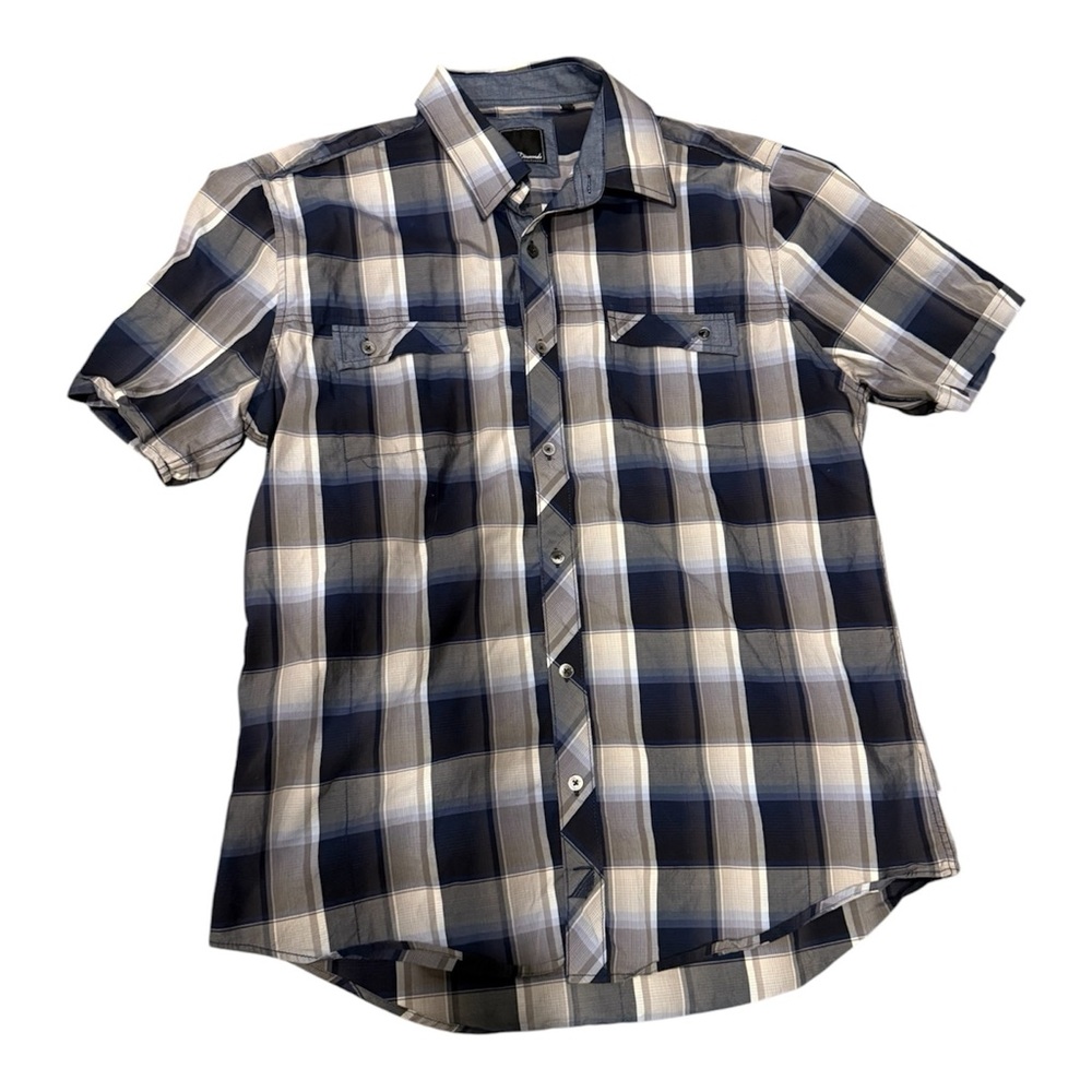 Diamonds Mens Western Short Sleeve Button Down Shirt XL Blue Gray Plaid